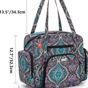 LoDrid Teacher Tote Bag with Padded Bottom, Teacher Utility Bag for Work, Large